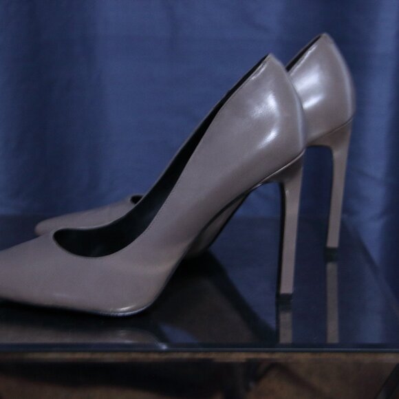 Nine West Grey Leather Pointy Toe Pump 8.5 - Picture 4 of 4